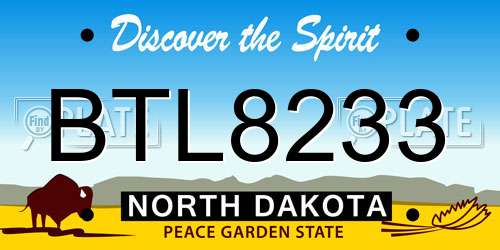 BTL8233 North Dakota License Plate