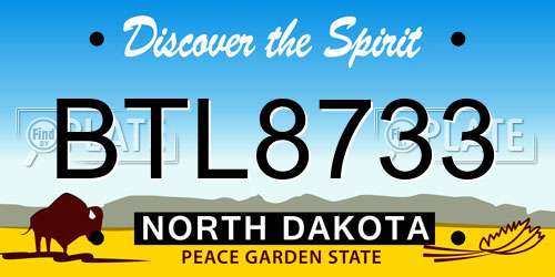 BTL8733 North Dakota License Plate