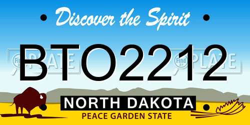 BTO2212 North Dakota License Plate