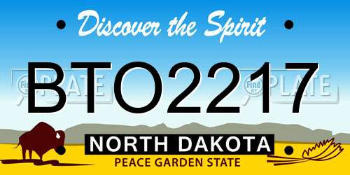 BTO2217 North Dakota License Plate