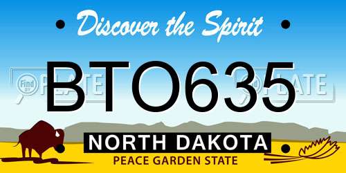 BTO635 North Dakota License Plate