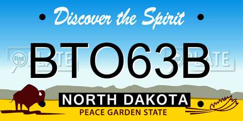 BTO63B North Dakota License Plate