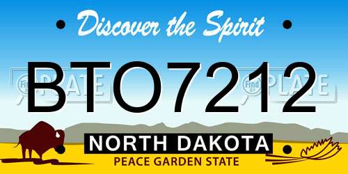 BTO7212 North Dakota License Plate