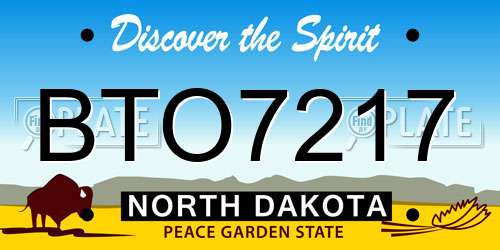 BTO7217 North Dakota License Plate