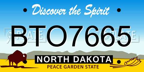 BTO7665 North Dakota License Plate