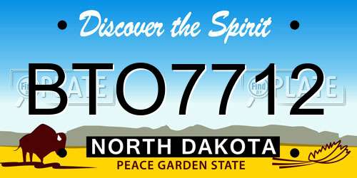 BTO7712 North Dakota License Plate