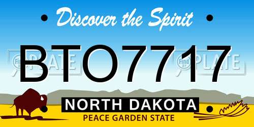 BTO7717 North Dakota License Plate