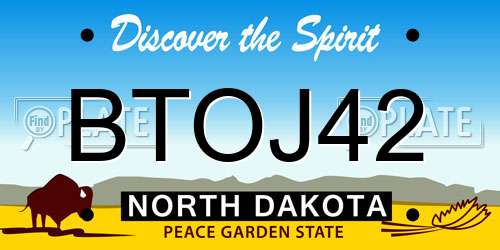 BTOJ42 North Dakota License Plate