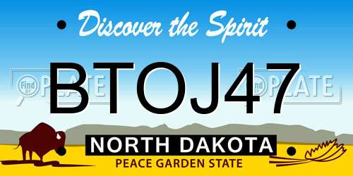 BTOJ47 North Dakota License Plate