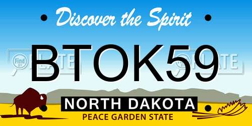 BTOK59 North Dakota License Plate