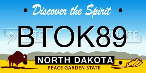 BTOK89 North Dakota License Plate