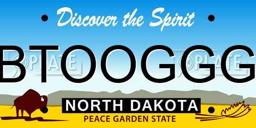 BTOOGGG North Dakota License Plate