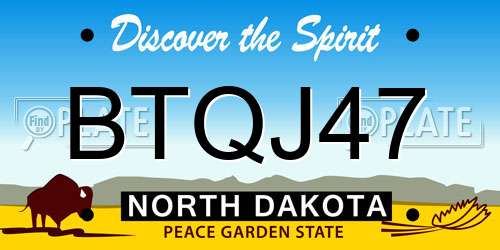 BTQJ47 North Dakota License Plate