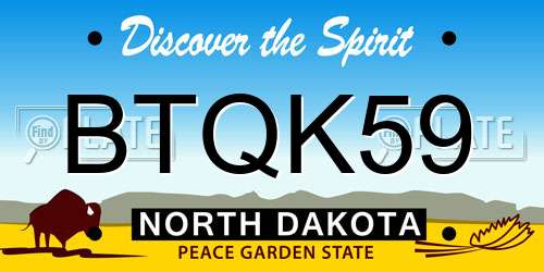 BTQK59 North Dakota License Plate