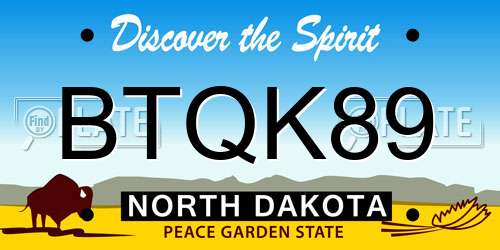 BTQK89 North Dakota License Plate