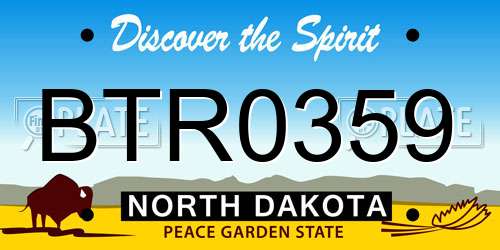 BTR0359 North Dakota License Plate