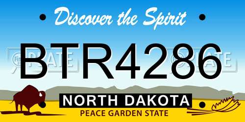 BTR4286 North Dakota License Plate