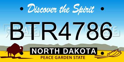 BTR4786 North Dakota License Plate