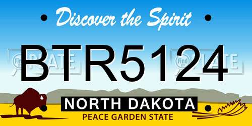 BTR5124 North Dakota License Plate