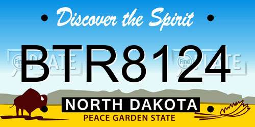 BTR8124 North Dakota License Plate
