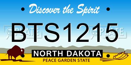 BTS1215 North Dakota License Plate