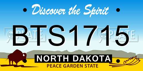 BTS1715 North Dakota License Plate
