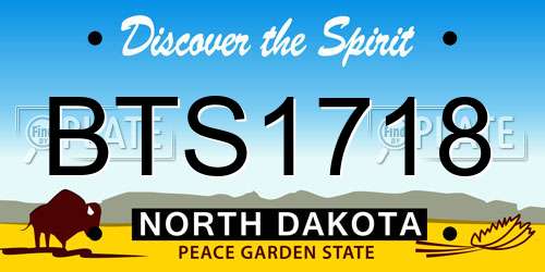 BTS1718 North Dakota License Plate