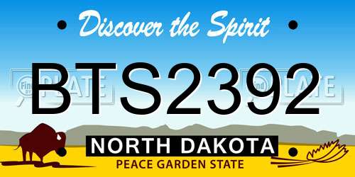 BTS2392 North Dakota License Plate