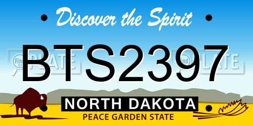 BTS2397 North Dakota License Plate