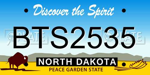 BTS2535 North Dakota License Plate