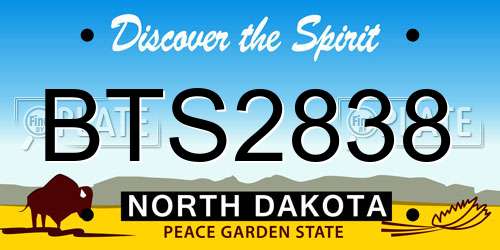 BTS2838 North Dakota License Plate