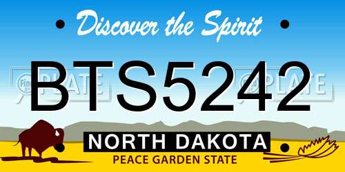 BTS5242 North Dakota License Plate