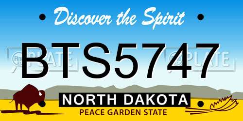BTS5747 North Dakota License Plate