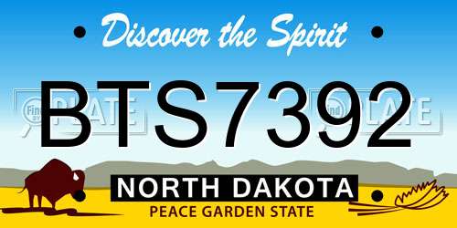 BTS7392 North Dakota License Plate