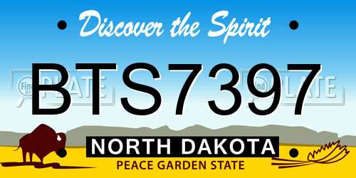 BTS7397 North Dakota License Plate