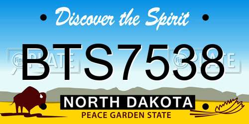 BTS7538 North Dakota License Plate