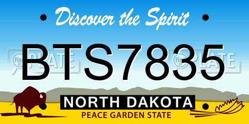 BTS7835 North Dakota License Plate