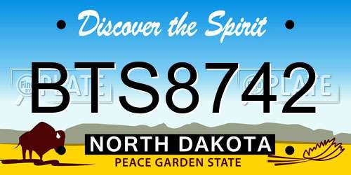 BTS8742 North Dakota License Plate