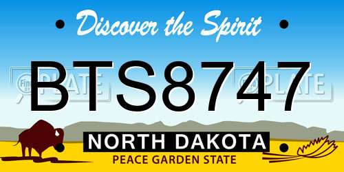 BTS8747 North Dakota License Plate