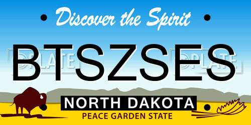 BTSZSES North Dakota License Plate