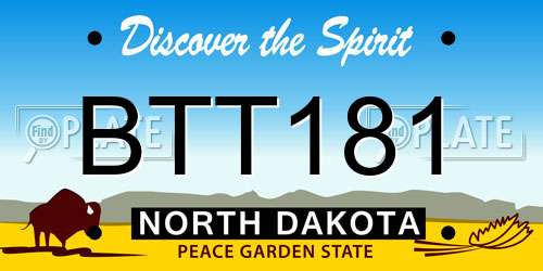 BTT181 North Dakota License Plate