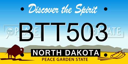 BTT503 North Dakota License Plate