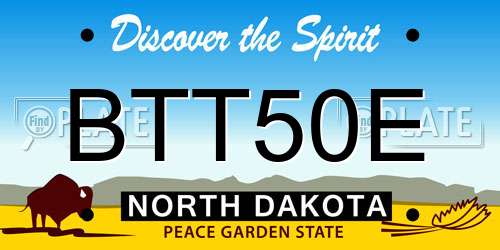 BTT50E North Dakota License Plate