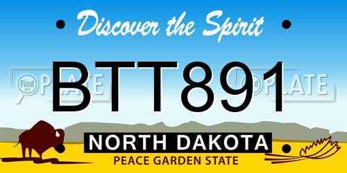BTT891 North Dakota License Plate