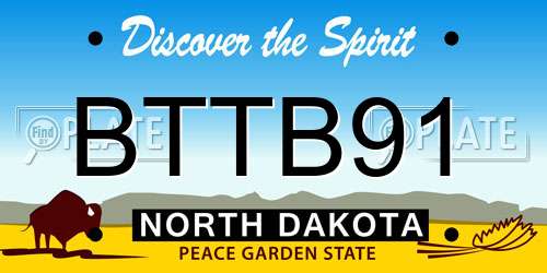 BTTB91 North Dakota License Plate
