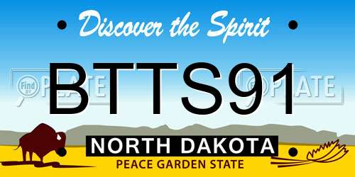 BTTS91 North Dakota License Plate