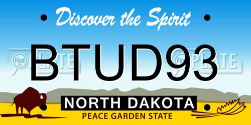 BTUD93 North Dakota License Plate