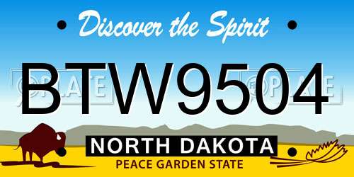 BTW9504 North Dakota License Plate