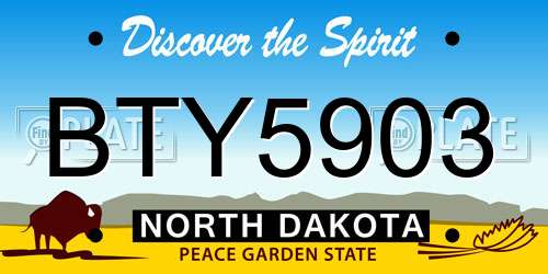 BTY5903 North Dakota License Plate