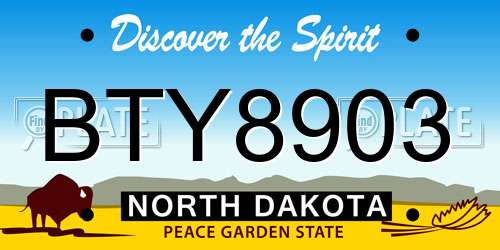 BTY8903 North Dakota License Plate